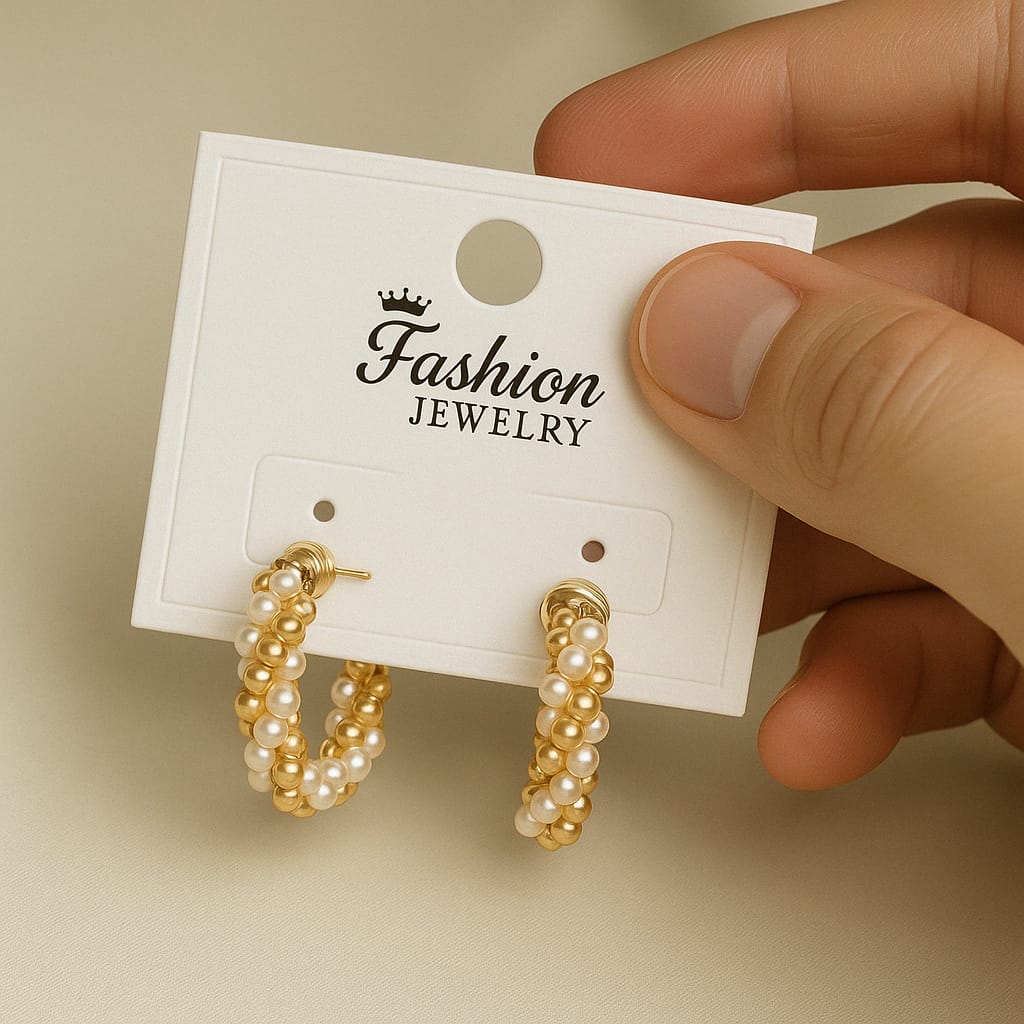Pearl Gold Loop Earrings