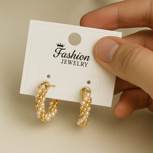 Pearl Gold Loop Earrings