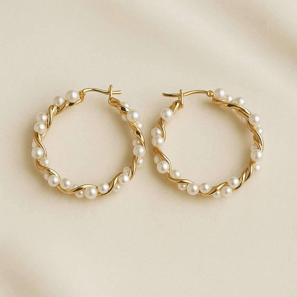 Pearl Twist Hoop Earrings