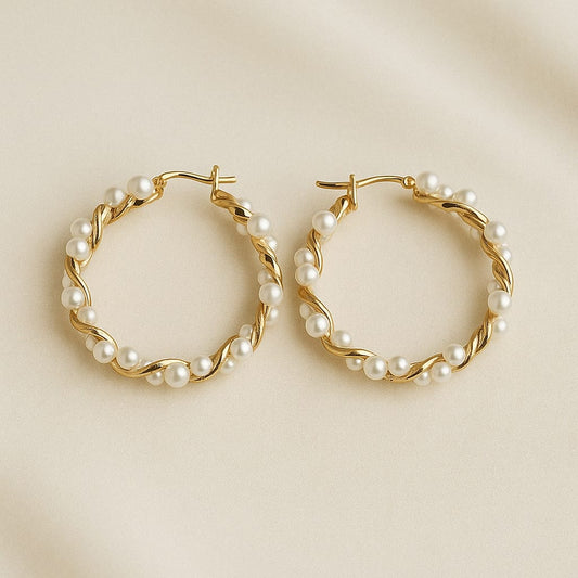 Pearl Twist Hoop Earrings