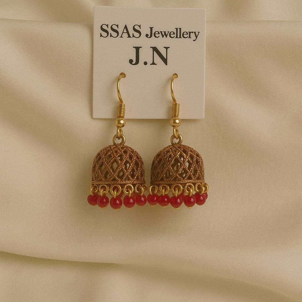Antique Red Bead Jhumkay