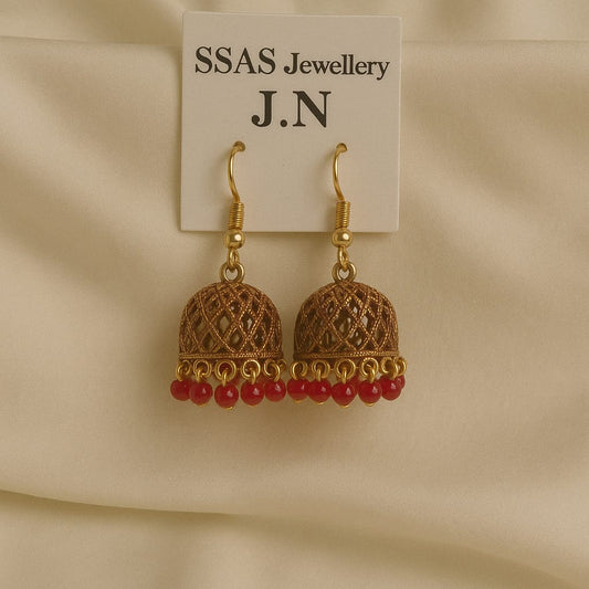 Antique Red Bead Jhumkay