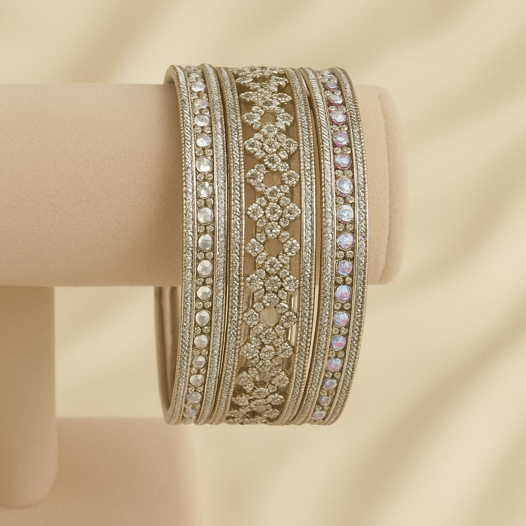 Crystal Lined Silver Bangles