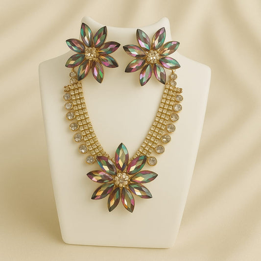 Crystal Bloom Multicolor Choker Set