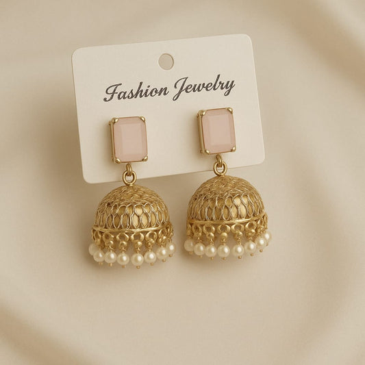 Blush Gold Pearl Jhumkay